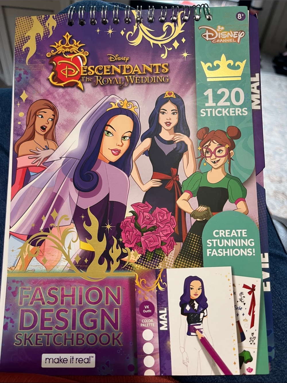 Disney Descendants Fashion Design Sketchbook - Purple, Green, Pink Make it Real